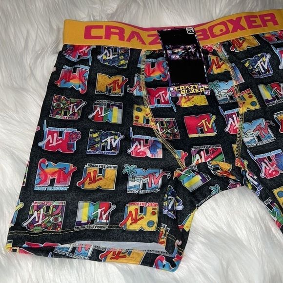 Crazy Boxer MTV Logo All Over Print Mens XL Stretch Sleep‎ Boxers New Soft Touch - Picture 3 of 7